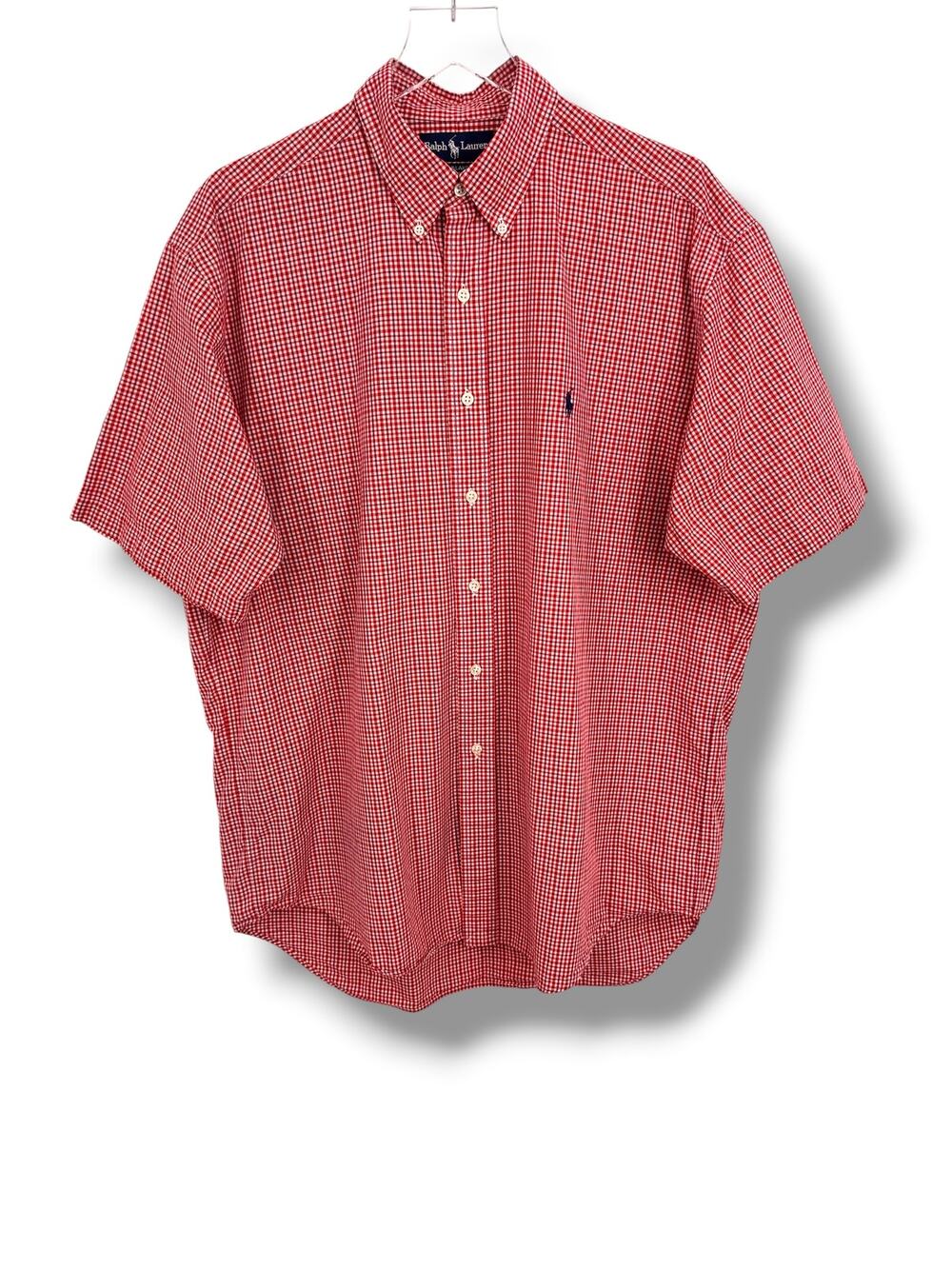 Ralph Lauren Blake shirt men's L check plaid button down short sleeve red blue